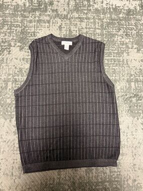 Vintage Anthology 100% Silk Knit Sweater Vest - Men's Medium - Black Windowpane